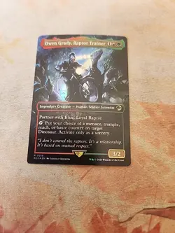 Owen Grady, Raptor Training Borderless Foil Universes Beyond Jurassic World MTG - Image 1