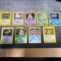 Vintage Pokemon Card Holo Rare Lot (MP -HP) - Alakazam, Raichu, Clefairy - Image 1