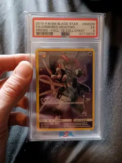 2019 POKEMON SM BLACK STAR PROMO #SM228 FULL ART/ARMORED MEWTWO PSA 5 - Image 1