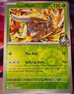 2025 Pokemon Destined Rivals Ethan's Pinsir #001/182 Reverse Holo - Image 1
