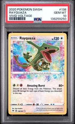 2020 Pokemon Sword & Shield Vivid Voltage #138 Rayquaza Vivid Voltage PSA 10 - Image 1