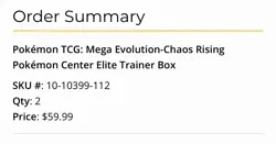 Chaos Rising Pokemon Center Elite Trainer Box x2 (PRE-SALE) - Image 2