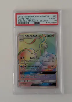 Pokemon PSA 10 Altaria 72/70 GX Secret Rainbow Rare Full Art Dragon Majesty - Image 1