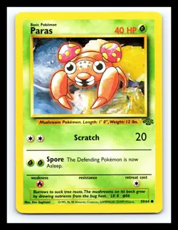 💥 PARAS JUNGLE NON HOLO 1999 POKEMON TCG VINTAGE # 59/64 - Image 1