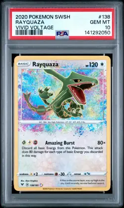 2020 Pokemon Sword & Shield Vivid Voltage #138 Rayquaza Vivid Voltage PSA 10 - Image 1