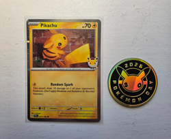 Pokemon TCG Pikachu 051/162 Pokemon Day 2026 Stamped Promo & Coin NM - Image 1