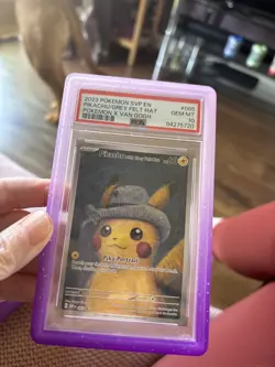 Pokemon Pikachu TCG Van Gogh Museum Promo Grey Felt Hat SVP085 PSA 10 - Image 1