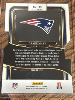 2024 Panini Select - Premier Level Drake Maye #113 Silver Prizm Die-Cut (RC) - Image 2