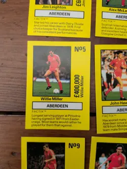 ABERDEEN FOOTBALL CARDS by TEAM TACTIX 1986 Trading Cards Set OF 11 - Image 2
