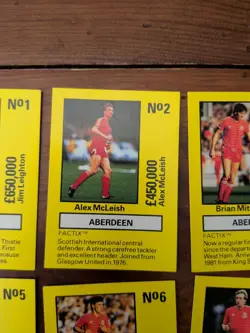 ABERDEEN FOOTBALL CARDS by TEAM TACTIX 1986 Trading Cards Set OF 11 - Image 3