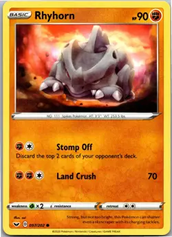Rhyhorn (097) - SWSH01: Sword & Shield Base Set 097/202 - Common - NM Pokemon TC - Image 1