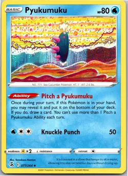 Pyukumuku - SWSH08: Fusion Strike 077/264 - Uncommon - NM Pokemon TCG - Image 1