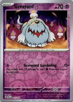 Greavard 042/091 Common Paldean Fates Pokemon Reverse Holo Near Mint - Image 1