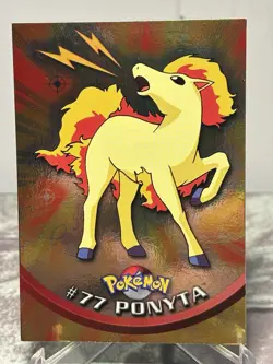 #77 Ponyta HOLO Foil Blue Logo Topps Series Pokemon Animation Edition NM - Image 1