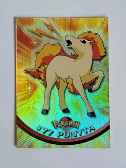 Pokemon Topps #77 Ponyta Rainbow Foil Holo - Series 2 Card - Blue Logo - Image 1