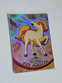 Pokemon Topps #77 Ponyta Rainbow Foil Holo - Series 2 Card - Blue Logo - Image 3