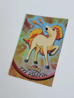 Pokemon Topps #77 Ponyta Rainbow Foil Holo - Series 2 Card - Blue Logo - Image 4