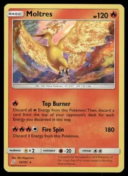 Pokemon Cards Moltres 19/181 Team Up Sun & Moon Holo Rare NM - Image 1