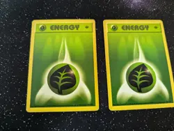 1st Edition Grass Energy x 2 Base Set Pokemon Card - Image 1