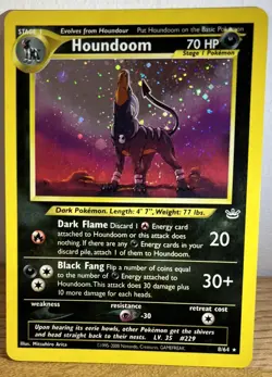 Houndoom Double Holo Error + SWIRL Neo Revelation 8/64 Vintage WOTC Pokemon Card - Image 1