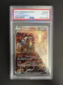 2023 POKEMON SWORD & SHIELD CROWN ZENITH #GG36 FULL ART/ENTEI V PSA 10 - Image 1