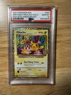 ✅ PSA 10 • Birthday Pikachu Pokemon Celebrations 2021 IDN - Image 1