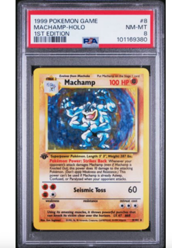 1999 Pokemon Game MACHAMP - HOLO #8 1st Edition - PSA 8 - Image 1