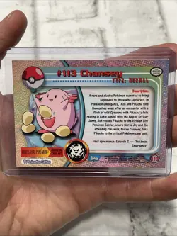CHANSEY #113 - Topps Blue Logo - TV Animation - NON-HOLO - POKEMON CARD - NM/MT - Image 3