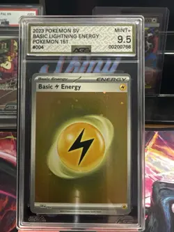 AGS Graded 9.5 MINT+ Slab 2023 Pokemon 151 Holo Lightning Energy w/ Swirl #004 - Image 1