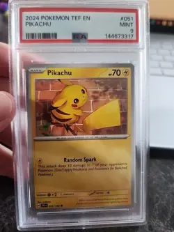 2024 Pokemon Tef En Pikachu 051/162 Temporal Forces Regular Psa 9 Mint - Image 1