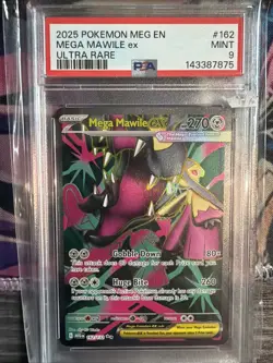 PSA 9 MINT Mega Mawile ex 162/132 Me01: Mega Evolution Holo Pokemon - Image 1