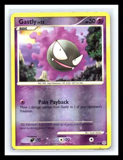 💥 Gastly Reverse Holo Foil Common 82/130 Diamond & Pearl 2007 Pokemon - Image 1