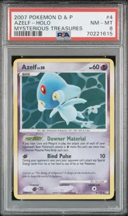 Pokemon Azelf 4/123 Mysterious Treasures Holo PSA 8 - Image 1