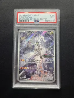 2025 Pokemon EN Journey Together N’s Reshiram #167 PSA 9 Mint Box Topper - Image 1