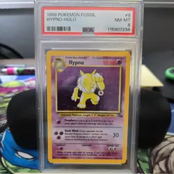 Pokemon Hypno 8/62 WOTC: Fossil Unlimited Holo PSA 8 NEAR MINT-MINT - Image 1