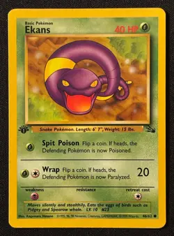 1st Edition Ekans - Fossil - #46/62 - Vintage Pokemon Card 1999 WOTC - Image 1
