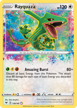 Rayquaza (138/185) Sword & Shield: Vivid Voltage​ - Near Mint Holofoil Pokemon T - Image 1