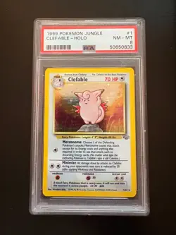 1999 Pokemon Jungle Holo Rare Clefable 1/64 PSA 8 - Image 1