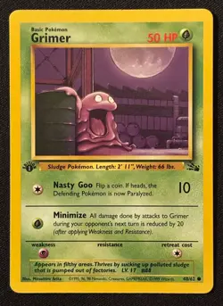 1st Edition Grimer - Fossil - #48/62 - Vintage Pokemon Card 1999 WOTC - Image 1