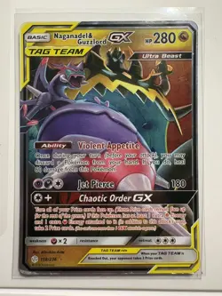Pokemon Naganadel & Guzzlord GX TAG TEAM Ultra Rare 158/236 Cosmic Eclipse - Image 1