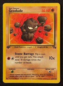 1st Edition Geodude - Fossil - #47/62 - Vintage Pokemon Card 1999 WOTC - Image 1
