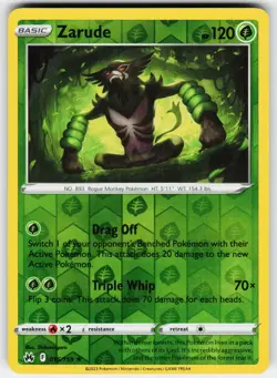 Zarude 016/159 Holo Rare Crown Zenith Pokemon Reverse Holo Near Mint - Image 1