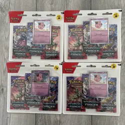 Pokemon TCG Scarlet Violet Booster Promo 3-Pack Temporal Forces Cleffa x4 - Image 1