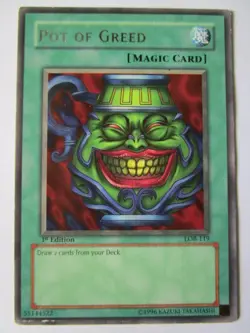Yugioh! Pot Of Greed Lob-119 1st Edition Rare Moderate Play!! - Image 1