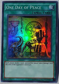 Yugioh 1x One Day of Peace OP04-EN012 Super Rare Unlimited Edition Near Mint - Image 1