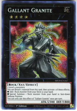Gallant Granite MP20-EN167 Yugioh TCG Prismatic Secret Rare VLP - Image 1