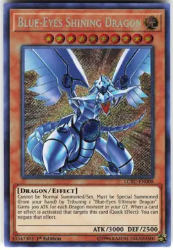 Blue-Eyes Shining Dragon LCKC-EN008 Yugioh TCG 1st Ed Secret Rare NM - Image 1