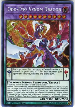 Odd-Eyes Venom Dragon BLLR-EN006 Yugioh TCG Secret Rare NM - Image 1