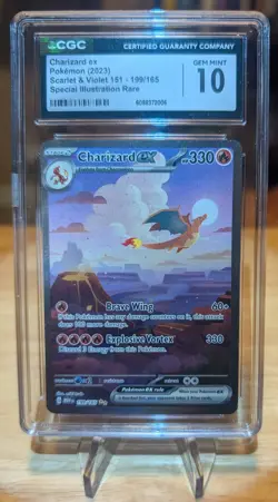 CGC 10 GEM MINT Charizard ex 199/165 Sv: Scarlet & Violet 151 Holo - Image 1
