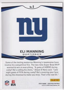 Eli Manning 2024 Panini Certified Immortals Gold /25 #8 Giants - Image 2